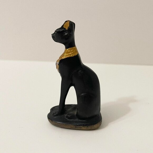 Mini Egyptian Cat Goddess 3 Inch Miniature Resin Statue Figurine - Picture 3 of 16